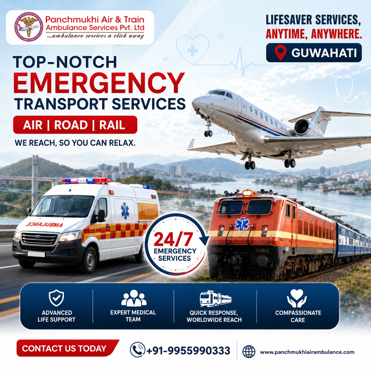 Now, the Panchmukhi Air Ambulance Service in Guwahati Offer Easy Transfers